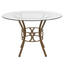 Load image into Gallery viewer, Round 45-inch Clear Glass Top Dining Table with Matte Gold Metal Frame