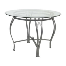 Load image into Gallery viewer, Round 42-inch Clear Tempered Glass Dining Table with Silver Frame