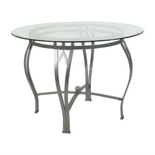 Load image into Gallery viewer, Round 42-inch Clear Tempered Glass Dining Table with Silver Frame