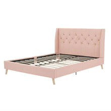 Load image into Gallery viewer, Full size Pink Linen Upholstered Mid-Century Style Platform Bed