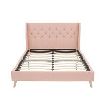 Load image into Gallery viewer, Full size Pink Linen Upholstered Mid-Century Style Platform Bed