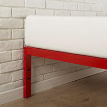 Load image into Gallery viewer, Full size Red Metal Platform Bed Frame with Wood Slats