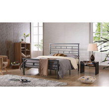 Load image into Gallery viewer, Full Metal Platform Bed Frame with Headboard in Modern Titanium Silver Finish