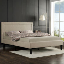 Load image into Gallery viewer, Full size Taupe Upholstered Platform Bed with Classic Headboard