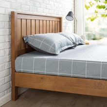 Load image into Gallery viewer, Full size Solid Wood Platform Bed Frame with Headboard in Medium Brown Finish