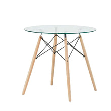 Load image into Gallery viewer, Modern 31.5-inch Round Glass Dining Table with Wood Legs