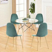 Load image into Gallery viewer, Modern 31.5-inch Round Glass Dining Table with Wood Legs
