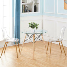 Load image into Gallery viewer, Modern 31.5-inch Round Glass Dining Table with Wood Legs