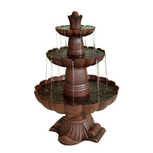 Load image into Gallery viewer, 3-Tier Outdoor Garden Fountain in Durable Poly-Vinyl Composite - Bronze Color