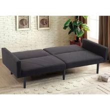 Load image into Gallery viewer, Modern Mid-Century Style Futon Sofa Bed with Black Linen Upholstery