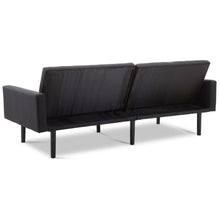 Load image into Gallery viewer, Modern Mid-Century Style Futon Sofa Bed with Black Linen Upholstery