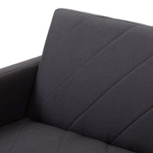 Load image into Gallery viewer, Modern Mid-Century Style Futon Sofa Bed with Black Linen Upholstery