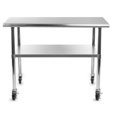 Load image into Gallery viewer, Stainless Steel 48 x 24-inch Kitchen Prep Table with Casters