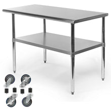 Load image into Gallery viewer, Stainless Steel 48 x 24-inch Kitchen Prep Table with Casters