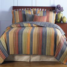 Load image into Gallery viewer, King size 100% Cotton Quilt Set with Brown Orange Red Blue Stripes