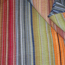 Load image into Gallery viewer, King size 100% Cotton Quilt Set with Brown Orange Red Blue Stripes