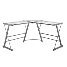 Load image into Gallery viewer, Metal Frame Glass Top L-Shape Desk - Laptop Computer Writing Table