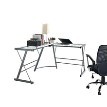 Load image into Gallery viewer, Metal Frame Glass Top L-Shape Desk - Laptop Computer Writing Table