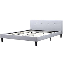 Load image into Gallery viewer, Queen Light Grey Linen Upholstered Platform Bed Frame with Padded Headboard