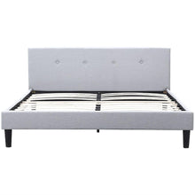 Load image into Gallery viewer, Queen Light Grey Linen Upholstered Platform Bed Frame with Padded Headboard