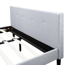 Load image into Gallery viewer, Queen Light Grey Linen Upholstered Platform Bed Frame with Padded Headboard