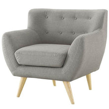 Load image into Gallery viewer, Gray Upholstered Mid-Century Style Armchair Accent Chair with Wood Legs