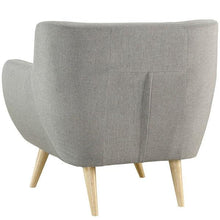 Load image into Gallery viewer, Gray Upholstered Mid-Century Style Armchair Accent Chair with Wood Legs