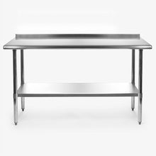 Load image into Gallery viewer, Stainless Steel 60 x 24 inch Heavy Duty NSF Certified  Work Bench Prep Table with Backsplash