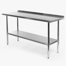Load image into Gallery viewer, Stainless Steel 60 x 24 inch Heavy Duty NSF Certified  Work Bench Prep Table with Backsplash