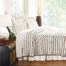 Load image into Gallery viewer, Full - Queen 100% Cotton Quilt Set Ruffled Multi-color Stripes