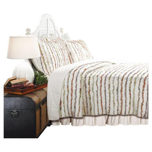 Load image into Gallery viewer, Full - Queen 100% Cotton Quilt Set Ruffled Multi-color Stripes