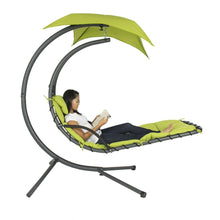 Load image into Gallery viewer, Lime Green Single Person Sturdy Modern Chaise Lounger Hammock Chair Porch Swing