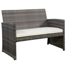 Load image into Gallery viewer, Grey Resin Wicker Rattan 4-Piece Patio Furniture Set with Seat Cushions