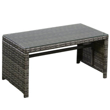 Load image into Gallery viewer, Grey Resin Wicker Rattan 4-Piece Patio Furniture Set with Seat Cushions