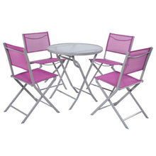 Load image into Gallery viewer, Pink Purple Rose Red 5-Piece Folding Chairs and Table Outdoor Patio Furniture Set
