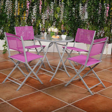 Load image into Gallery viewer, Pink Purple Rose Red 5-Piece Folding Chairs and Table Outdoor Patio Furniture Set