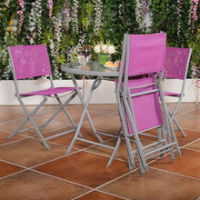 Load image into Gallery viewer, Pink Purple Rose Red 5-Piece Folding Chairs and Table Outdoor Patio Furniture Set
