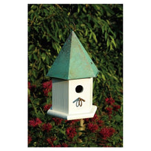 Load image into Gallery viewer, White Wood Bird House with Verdi Green Copper Roof - Made in USA