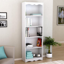 Load image into Gallery viewer, White 72-inch High Bookcase with Soft Arches and 5 Shelves