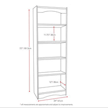 Load image into Gallery viewer, White 72-inch High Bookcase with Soft Arches and 5 Shelves