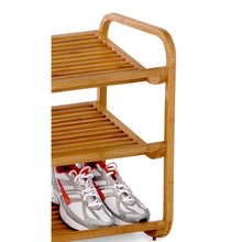 Load image into Gallery viewer, 3-Tier Bamboo Shoe Rack Shelf  - Holds 9-12 Pairs of Shoes