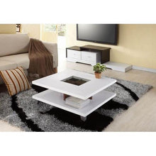Load image into Gallery viewer, Modern Square Wood Coffee Table with Center with Glass Inlaid