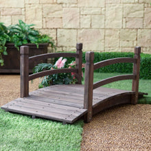 Load image into Gallery viewer, Dark Brown Stain Fir Wood 4-Ft Garden Bridge with Handrails