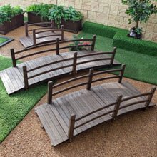 Load image into Gallery viewer, Dark Brown Stain Fir Wood 4-Ft Garden Bridge with Handrails