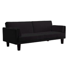 Load image into Gallery viewer, Modern Black Microfiber Upholstered Sofa Bed with Classic Wood Feet