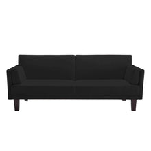 Load image into Gallery viewer, Modern Black Microfiber Upholstered Sofa Bed with Classic Wood Feet