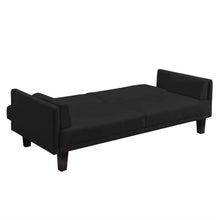 Load image into Gallery viewer, Modern Black Microfiber Upholstered Sofa Bed with Classic Wood Feet