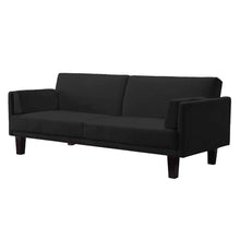 Load image into Gallery viewer, Modern Black Microfiber Upholstered Sofa Bed with Classic Wood Feet
