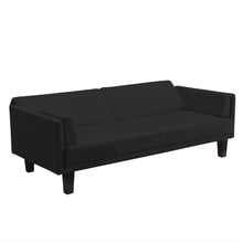 Load image into Gallery viewer, Modern Black Microfiber Upholstered Sofa Bed with Classic Wood Feet