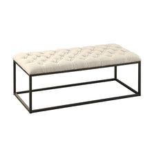 Load image into Gallery viewer, Beige Fabric Padded Button-Tufted Ottoman Accent Bench with Metal Frame